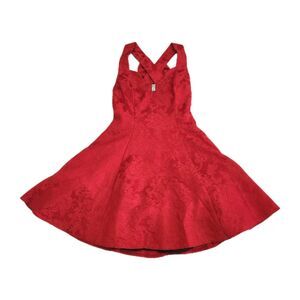 Gunne Sax Jessica McClintock Vintage 80s-90s Red Prom Party Brocade Dress SZ 5/6